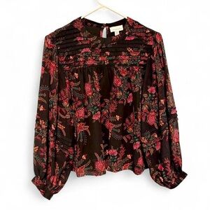 Floral Long Sleeve Blouse size 4 / Small boho workwear elegant pretty classic